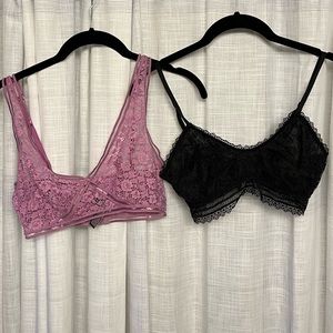 Victorias Secret Super Sexy Lace Bralette Bundle (2) Small Purple Black